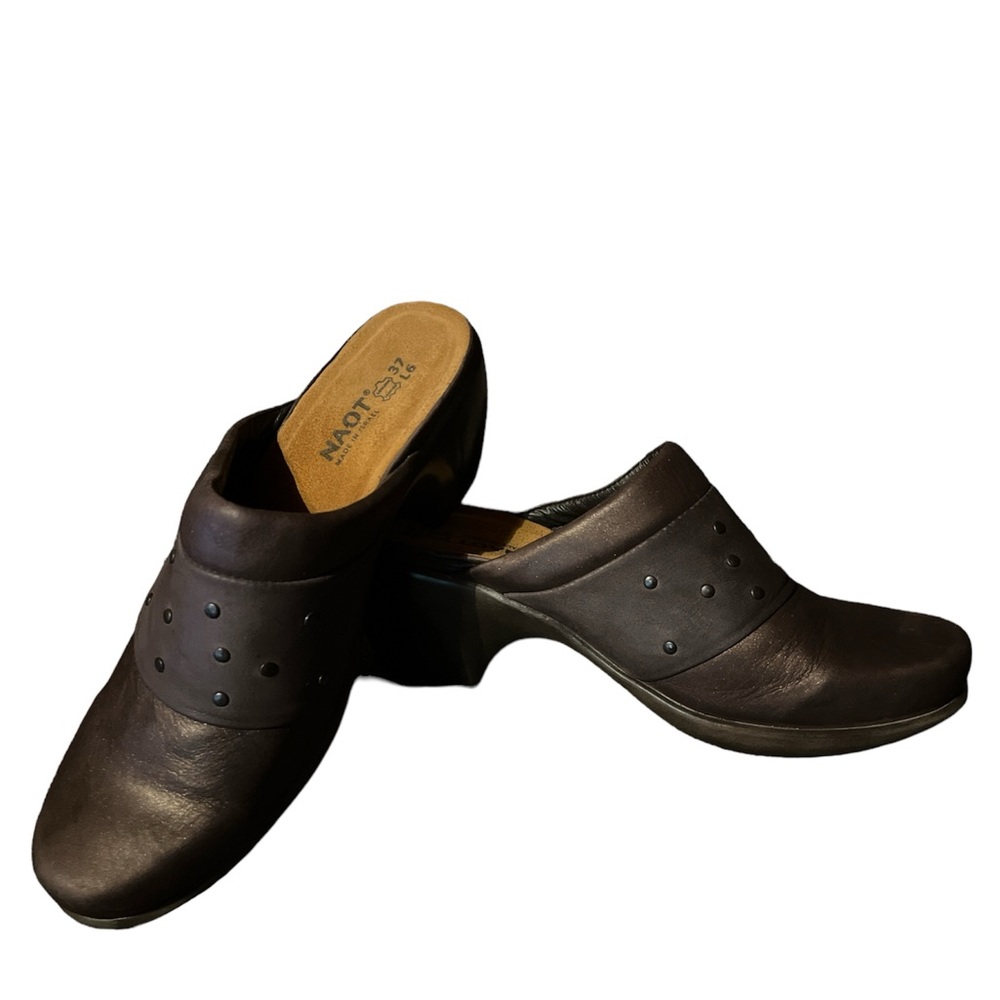 NAOT Brown Leather Mule Clogs Size 37